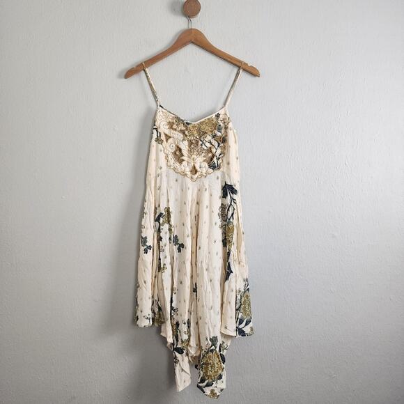 Free People Floral Cream Flowy Bohemian Hancher Dress - Picture 1 of 12